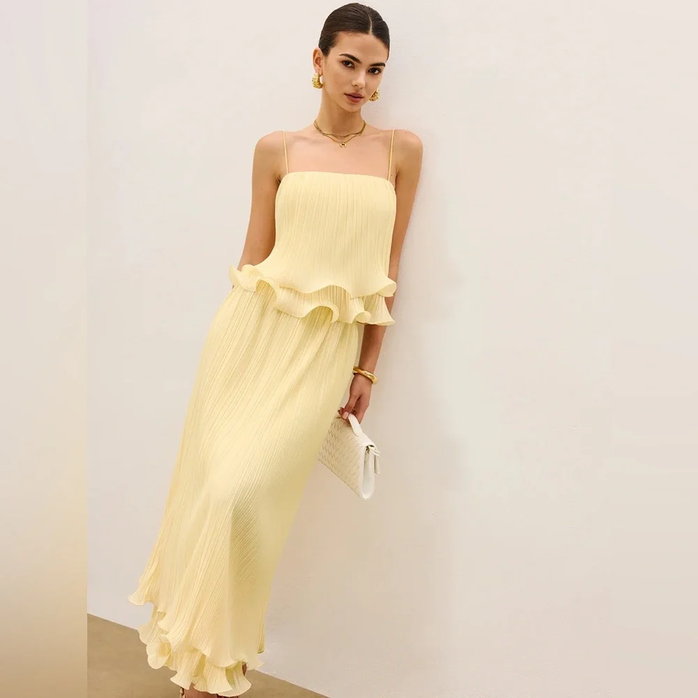 Commense Pleated Layered Ruffle Skirt Set - Picture 5 of 13